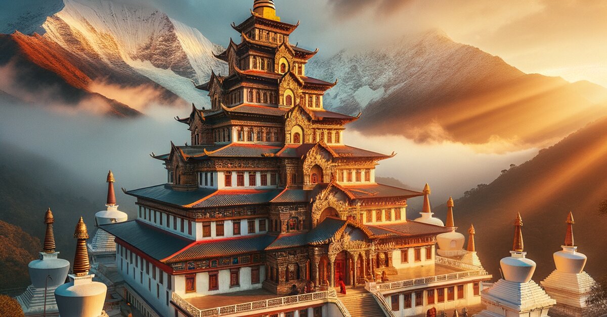 A cinematic wide-angle travel photograph representing the topic “Bodhgaya Photography: Stunning Temp | TripCosmos.co